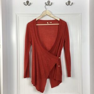 Anthropologie | Moth thin orange wrap cardigan S